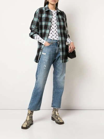 R13 Blue Distressed Boyfriend Jeans In Blue