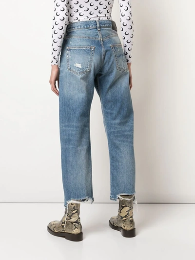 R13 Blue Distressed Boyfriend Jeans In Blue