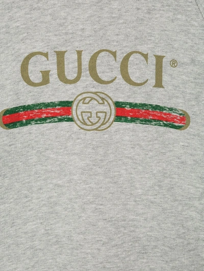 Shop Gucci Logo-print Hoodie In Grey