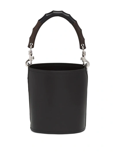 Shop Prada Structured Handle Bucket Bag In Black