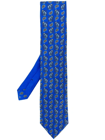 Shop Etro Printed Tie In Blue