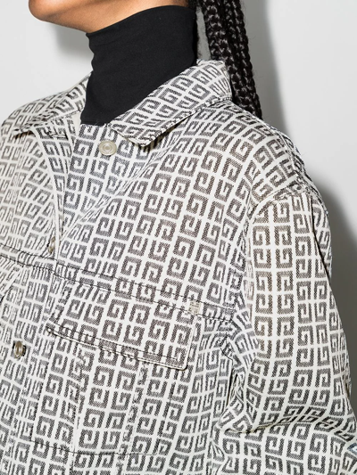 Shop Givenchy 4g Jacquard Denim Jacket In White