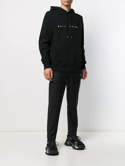 Daily Paper Drawstring Logo Print Hoodie In Black