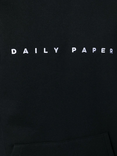 Shop Daily Paper Drawstring Logo Print Hoodie In Black