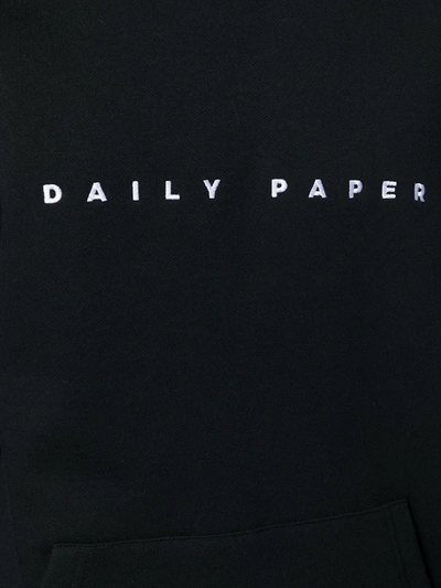 Daily Paper Drawstring Logo Print Hoodie In Black