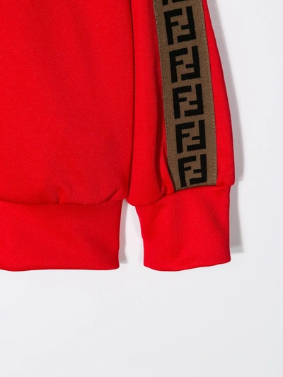 Shop Fendi Ff-striped Zip-up Jacket In Red