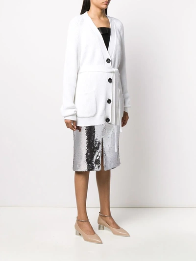 Shop N°21 Elongated Belted Cardigan In White