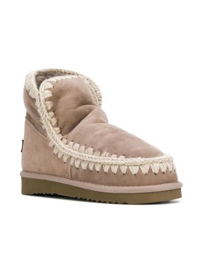 Shop Mou Whipstitched Boots In Neutrals