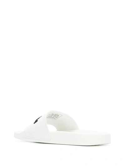 Balenciaga Embossed Logo Rubber Slides In White