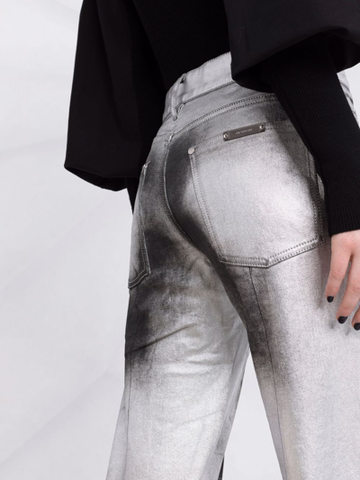Shop Peter Do Painted-edge Straight Leg Jeans In Silber