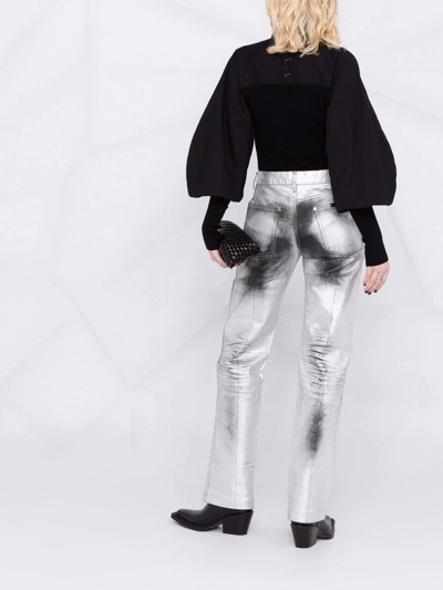 Shop Peter Do Painted-edge Straight Leg Jeans In Silber
