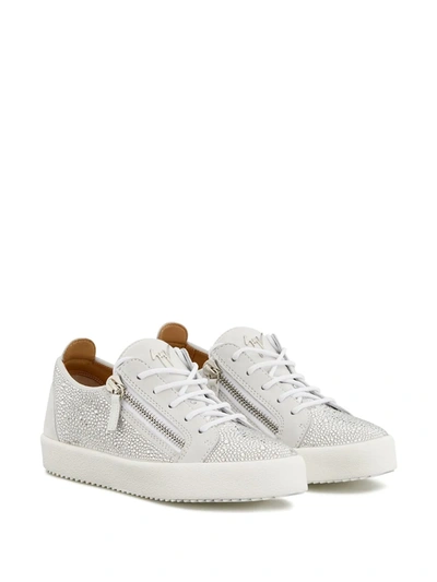 Shop Giuseppe Zanotti Crystal-embellished Sneakers In White