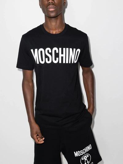 Shop Moschino Logo Print T-shirt In Black