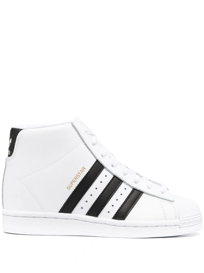 Shop Adidas Originals Superstar Up Leather High-top Sneakers In White