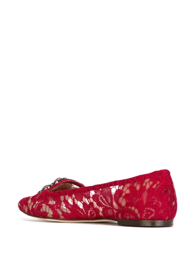 Shop Dolce & Gabbana Vally Taormina Lace Ballerina Shoes In Red