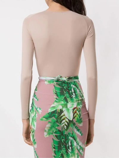 Amir Slama Long Sleeved Bodysuit In Neutrals