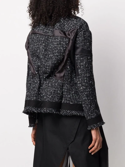 Shop Sacai Asymmetric Tweed Jacket In Black