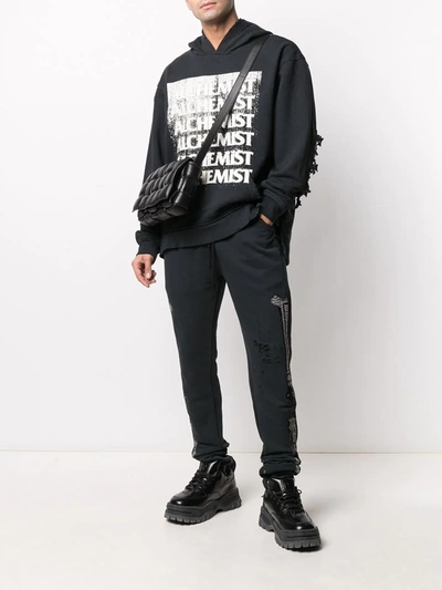 GRAPHIC-PRINT DISTRESSED-EFFECT HOODIE