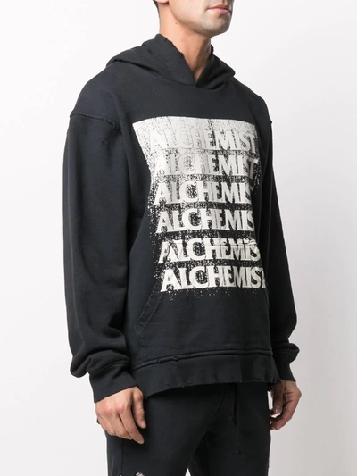 GRAPHIC-PRINT DISTRESSED-EFFECT HOODIE