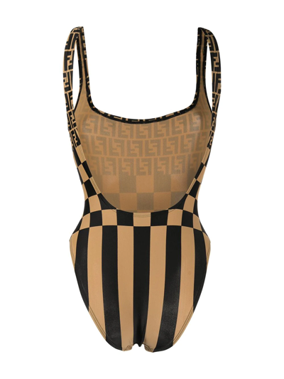 Pre-owned Fendi 1990-2000s Zucca Check-print Swimsuit In Brown