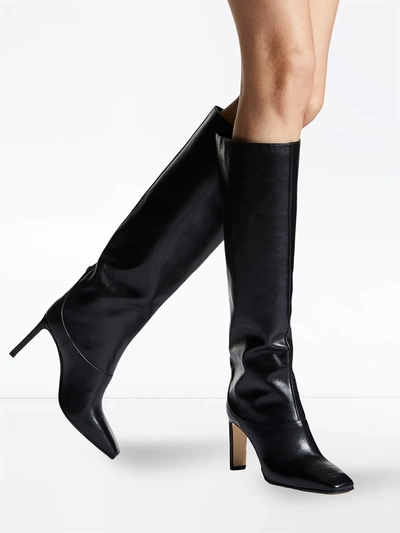 Shop Jimmy Choo Mahesa 85mm Leather Boots In Black