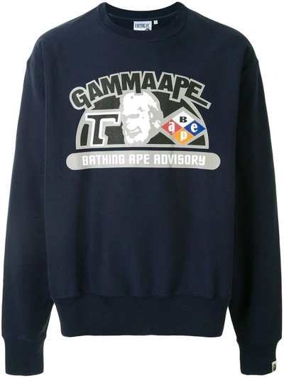 Shop A Bathing Ape Graphic Print Sweatshirt In Blue