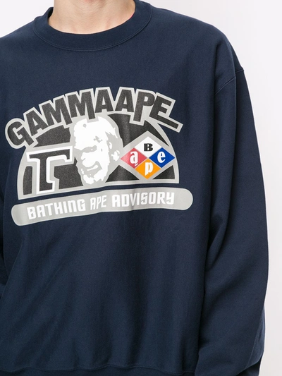 Shop A Bathing Ape Graphic Print Sweatshirt In Blue