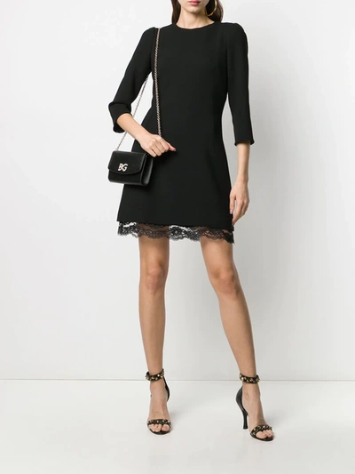 Dolce & Gabbana Lace Trim Short Dress In Black