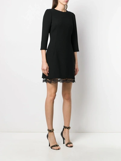 Dolce & Gabbana Lace Trim Short Dress In Black