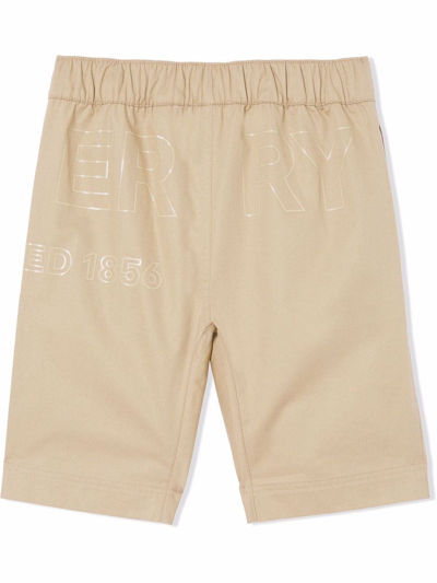 Shop Burberry Horseferry-print Cotton Shorts In Neutrals