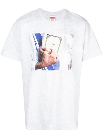 Shop Supreme Bible-print T-shirt In Grey