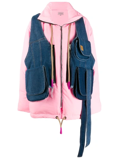 Shop Natasha Zinko Panelled Puffer Coat In Pink