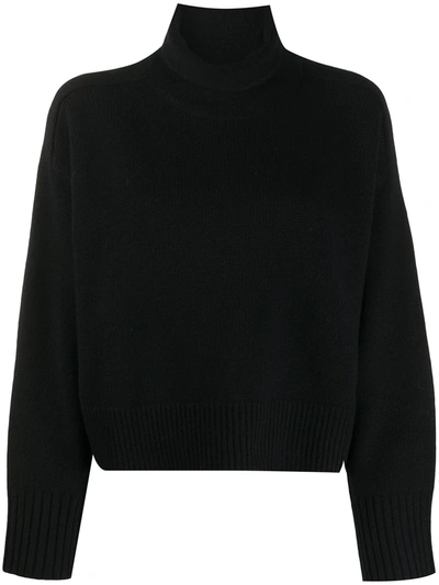 Loulou Studio Cashmere Drop-shoulder Turtleneck Sweater In Black