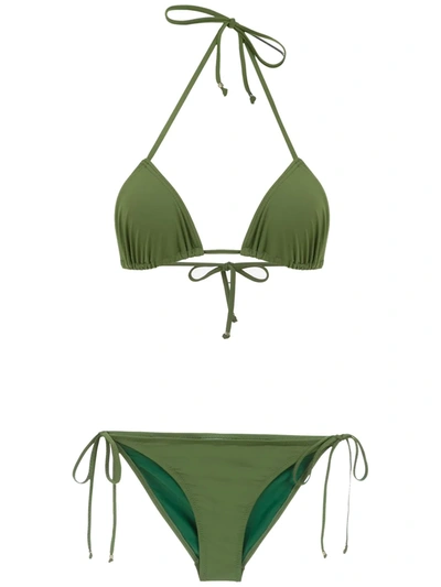 Shop Amir Slama Plain Bikini Set In Green