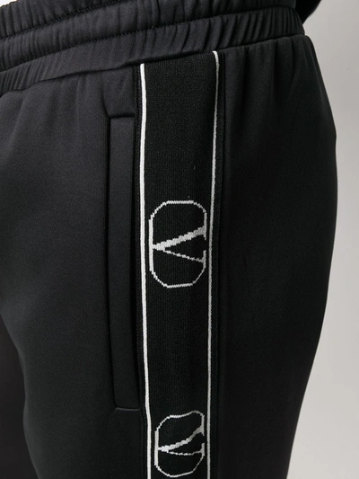 Shop Valentino Vlogo Stripe Track Trousers In Black