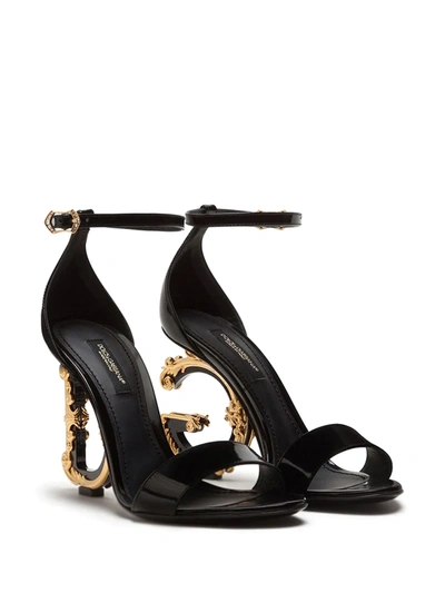 Dolce & Gabbana Keira 105 Baroque Heel Nappa Leather Sandals In Black