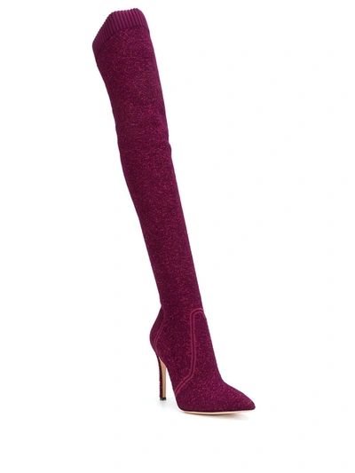 Shop Gianvito Rossi Fiona Bouclé-knit Boots In Pink