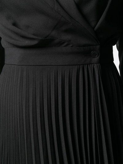 Shop Sandro Long-sleeved V-neck Dress In Black