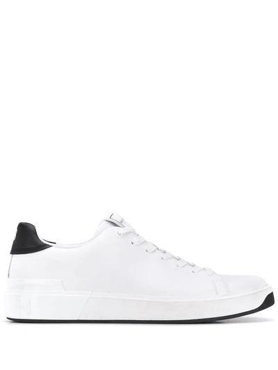 Shop Balmain B-court Low-top Sneakers In White