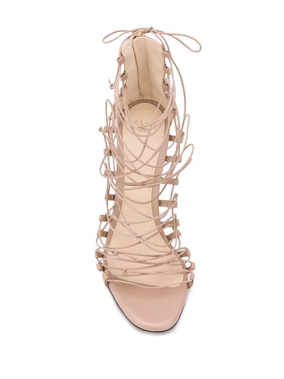 Shop Alevì Multi-strap Front Heeled Sandals In Neutrals