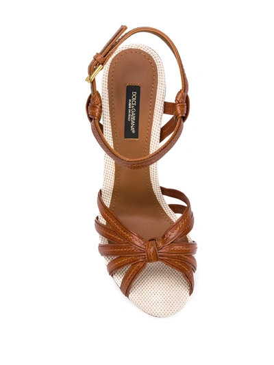 Shop Dolce & Gabbana Platform Cross-strap Sandals In Brown