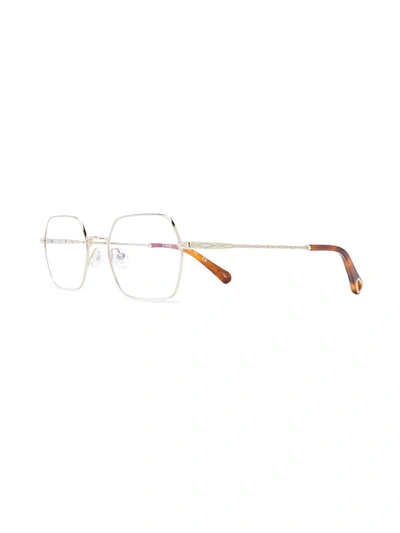 Shop Chloé Rectangular Frame Glasses In Metallic