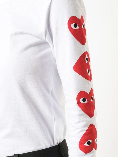 Shop Comme Des Garçons Play Logo Print Sweatshirt In White