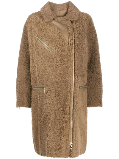 Shop Yves Salomon Curly Merinillo Shearling Coat In Neutrals