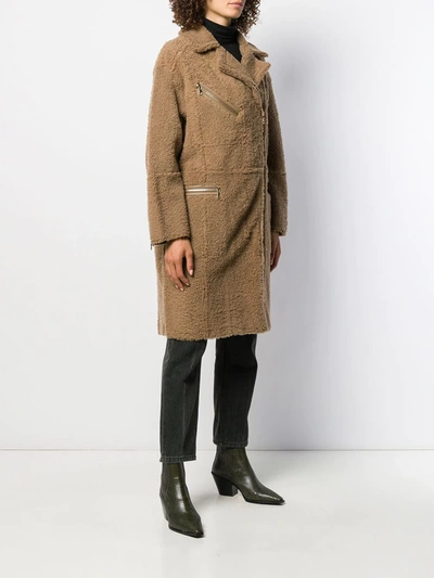 Shop Yves Salomon Curly Merinillo Shearling Coat In Neutrals