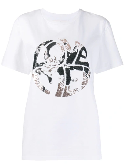 Shop Alberta Ferretti Sequinned Print T-shirt In White