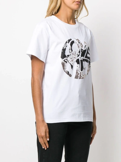 Shop Alberta Ferretti Sequinned Print T-shirt In White