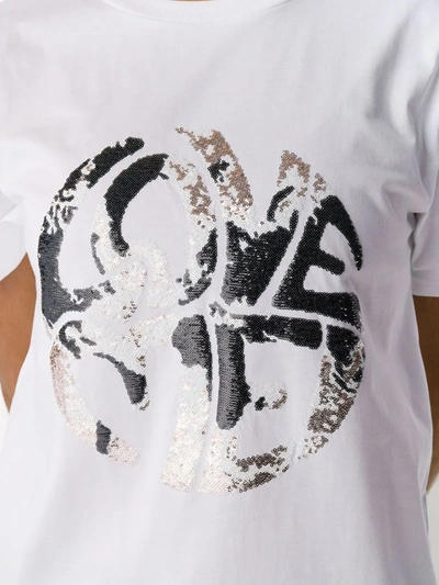 Shop Alberta Ferretti Sequinned Print T-shirt In White