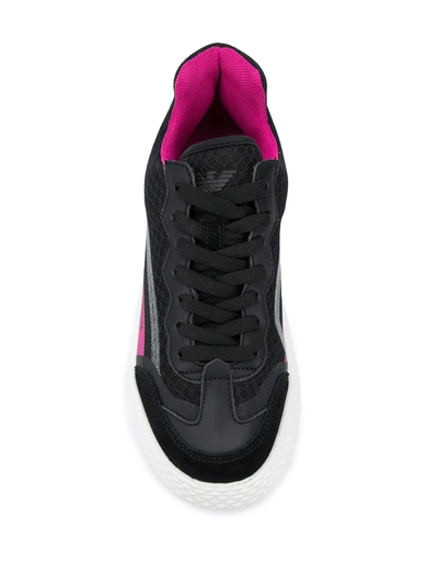 Shop Emporio Armani Platform Logo Print Sneakers In Black