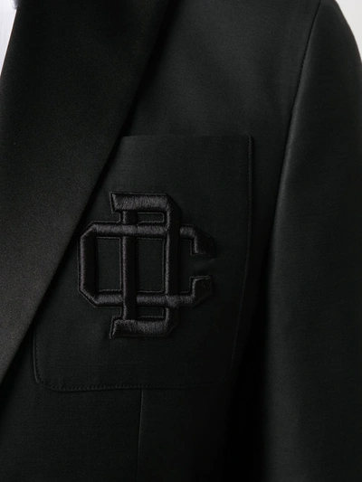 Shop Dsquared2 Embroidered Logo Blazer In Black